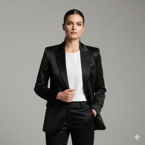 Chic Black Blazer with Satin Finish